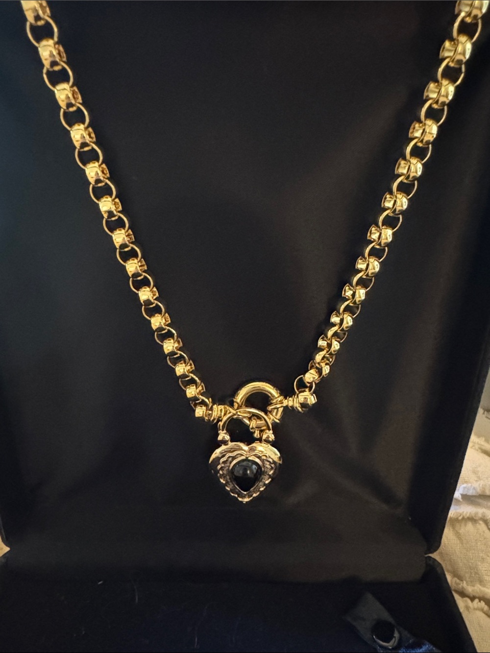 Joan Rivers Gold Heart Pendant Necklace with Black Stone - Women Jewelry